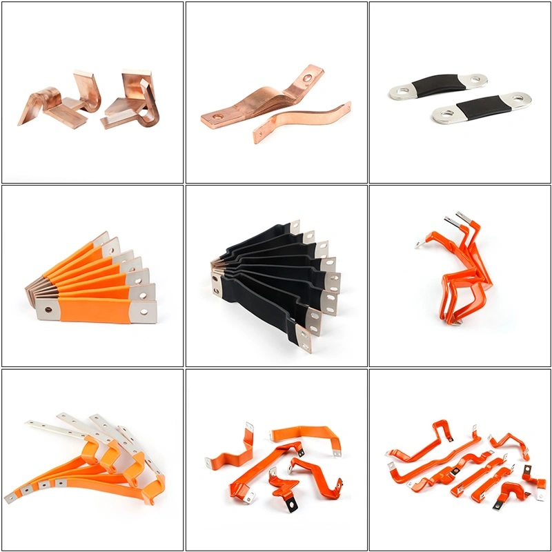 Electric 20A to 4000A Earth Grounding Strap Flexible Copper Braid Wire Connector Tinned Flat Copper Busbar