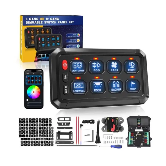 4X4 Schakel Paneelbluetooth Control Switch Panel 8 Gang Axillary Control Switch Panel APP 