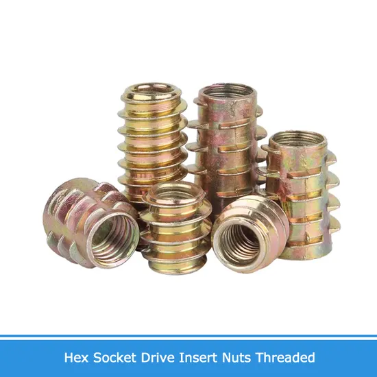 Zinc Alloy Thread for Wood Insert Nut Flanged Allen Hexagon Socket Hex Drive Head Furniture Nuts M4 M5 M6 M8 M10 