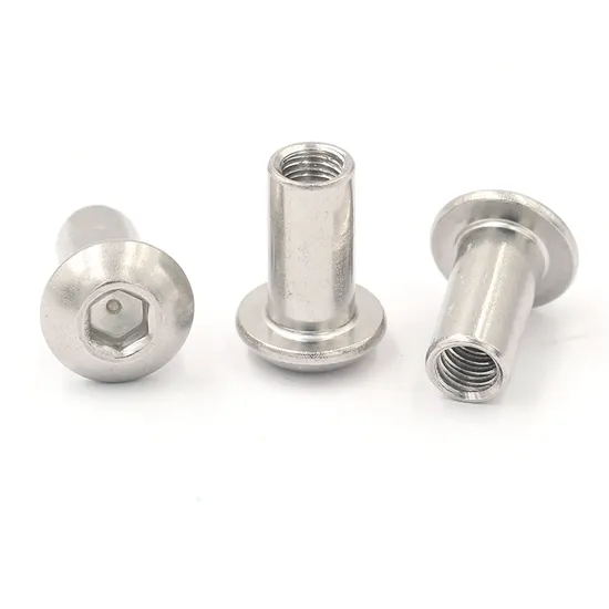 Customization Stainless Steel Furniture Connector Flat Hex Socket Head Insert Thread Binding Post Barrel Sleeve Splint Barrel Nut 