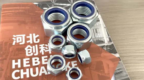 DIN985 Carbon Steel Blue White Zinc Plated Furniture Insert Nut Hex Socket Lock Nuts with Nylon Insert 