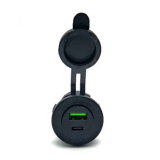 12V 24V DC Input Panel Mount Pd 12V 48 AMP Dual USB Charger Socket 